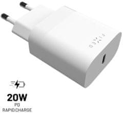 FIXED síťová nabíječka s USB-C, PD, 20W, biela