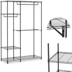 shumee Drôtený stojan na šaty do šatne 4 police 3 vešiaky 120 x 45 x 179,5 cm do 270 kg