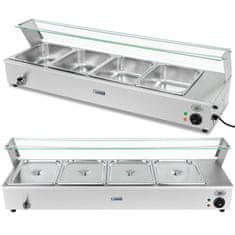 shumee Elektrický ohrievač Bain-marie s kohútikom a krytom 1800 W 4x GN 1/2 hl 100 mm 24 l