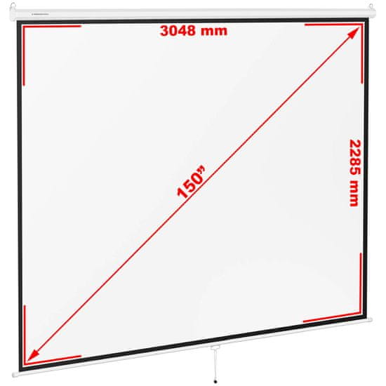 shumee Premietacie plátno poloautomatické nástenné stropné matné biele 150'' 312,8x239 cm 4:3