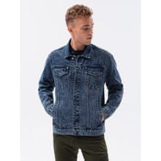 OMBRE Pánska jeansová bunda DARCIO tmavo modrá MDN120685 L
