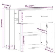 Vidaxl Komoda sivý dub sonoma 80x33x70 cm spracované drevo