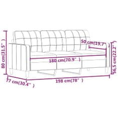 Vidaxl 3-miestna pohovka krémová 180 cm látka