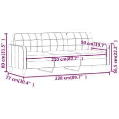 Vidaxl 3-miestna pohovka sivohnedá 210 cm látka