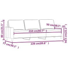 Vidaxl 3-miestna pohovka krémová 210 cm látka