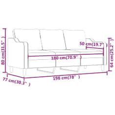 Vidaxl 3-miestna pohovka krémová 180 cm látka