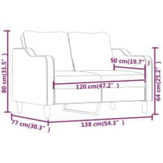 Vidaxl 2-miestna pohovka bledosivá 120 cm látka