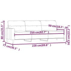 Vidaxl 3-miestna pohovka vínovo-červená 210 cm látka