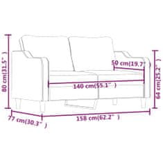 Vidaxl 2-miestna pohovka sivohnedá 140 cm látka