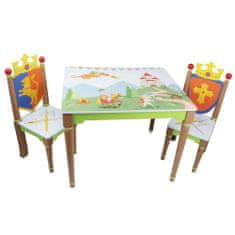 Teamson Fantasy Fields - Nábytok na hranie - Súprava stola a 2 stoličiek Rytieri a draci