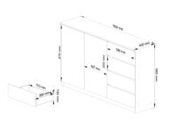 Akord Komoda K013 160 cm biela - 2 skrinky a 4 šuplíky