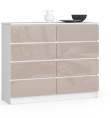 Akord Komoda Kuba 120 cm 8 zásuviek biela/cappuccino