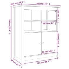 Vidaxl Komoda medovo-hnedá 83x41,5x100 cm borovicový masív