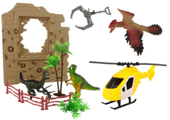 Lean-toys Veľký dinosaurí park Set Dinosaur Jurassic Auto Helicopter