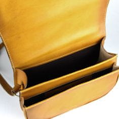 VegaLM Kožená crossbody kabelka MEDUSA, ručne tieňovaná v tmavo žltej farbe