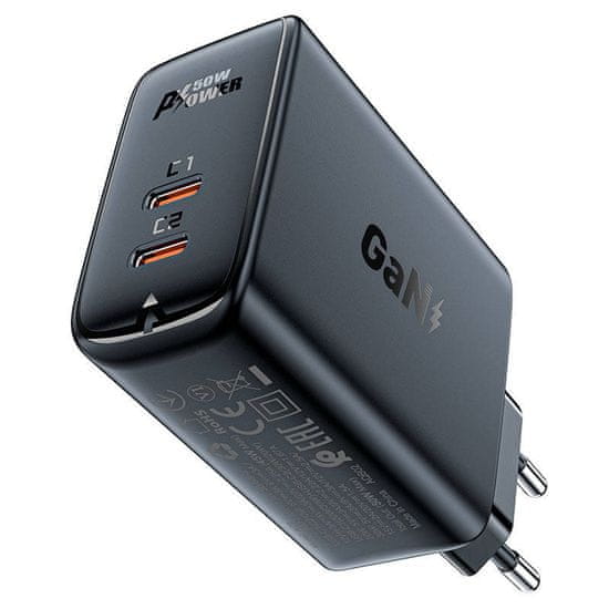 AceFast Acefast A29 PD50W GAN 2x USB-C 50W sieťová nabíjačka (čierna)