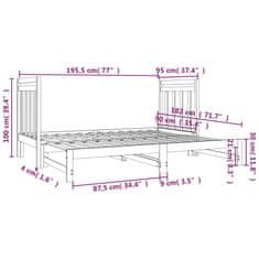 Vidaxl Rozkladacia denná posteľ biela 2x(90x190) cm borovicový masív