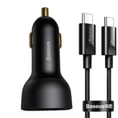 shumee Super USB rýchla autonabíjačka USB-C PPS QC PD + 1m čierny kábel