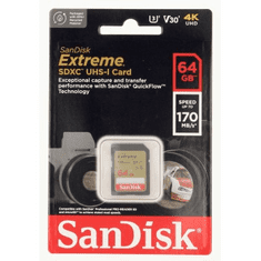 SanDisk Extreme 64GB SDXC Memory Card 170MB/s a 80MB/s, UHS-I, Class 10, U3, V30