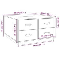 Vidaxl Konferenčný stolík čierny 80x80x45 cm borovicový masív