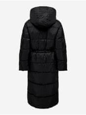 ONLY Čierny dámsky prešívaný zimný kabát s kapucňou ONLY Puk M