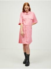 Vero Moda Ružové košeľové šaty s prímesou ľanu VERO MODA Haf XS
