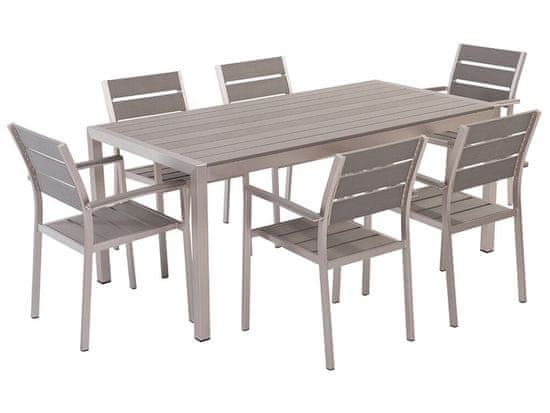 Beliani Sivá hliníková záhradná jedálenská súprava stola a stoličiek VERNIO