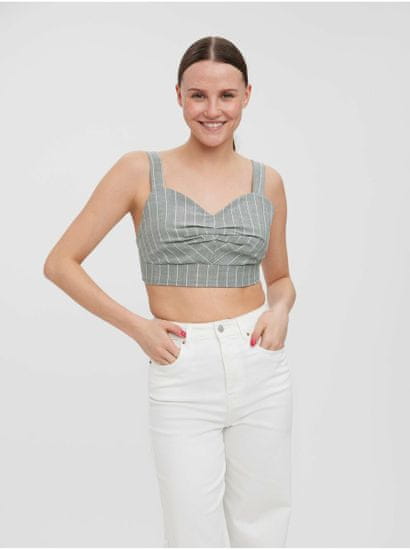 Vero Moda Svetlošedý pruhovaný crop top na ramienka VERO MODA Serena