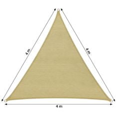 tectake Tieniaca plachta proti slnku trojuholník, béžová - 400 x 400 x 400 cm