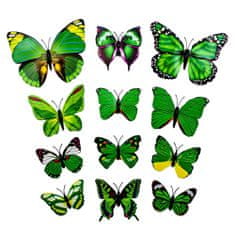Northix 13 ks zelených dekoratívnych 3D papierových motýľov na steny 