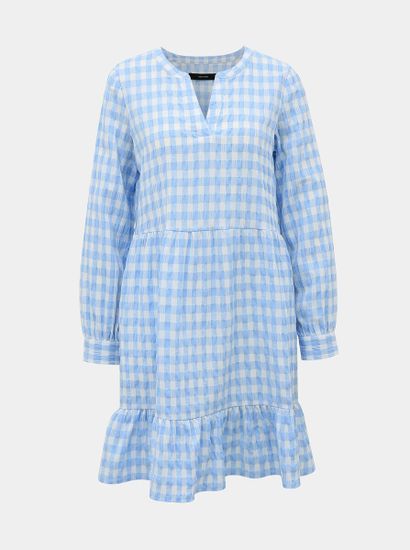 Vero Moda Bielo-modré kockované šaty VERO MODA Kimi