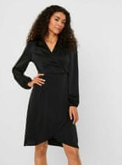 Vero Moda Čierne saténové zavinovacie šaty VERO MODA Erin XS