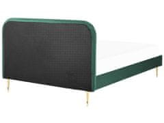 Beliani Zamatová posteľ 140 x 200 cm zelená FLAYAT
