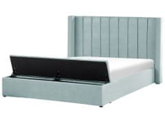 Beliani Zamatová posteľ s úložným priestorom 180 x 200 cm mätová zelená NOYERS
