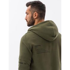 OMBRE Pánska mikina na zips CARL khaki MDN120776 XL