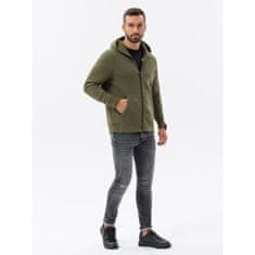 OMBRE Pánska mikina na zips CARL khaki MDN120776 XL