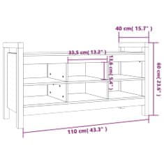 Vidaxl Lavica do presiene sivá 110x40x60 cm masívna borovica