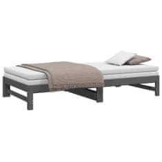 Vidaxl Rozkladacia denná posteľ sivá 2x(80x200) cm borovicový masív