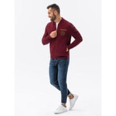 OMBRE Pánska mikina na zips ROY tmavo červená MDN120780 L