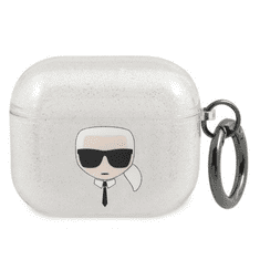 Karl Lagerfeld Karl Lagerfeld KLA3UKHGS Kryt AirPods 3 strieborný/strieborný Glitter Karl`s Head