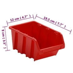 Vidaxl 30-dielna súprava políc do dielne červená a čierna 77x39 cm PP
