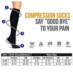 Northix Pohodlné kompresné ponožky, čierne - Veľkosť L/XL 