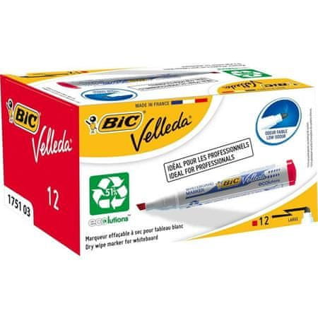 Bic Popisovač na tabuľu "Velleda ecolutions", červená, 1,1-5,6 mm, klinový hrot, 904948