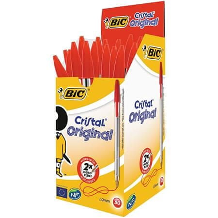 Bic Guľôčkové pero "Cristal Original", červená, 0,32 mm, s viečkom, 8373619