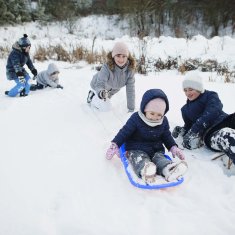 Prosperplast Detské plastové Boby SNOW sánky Pro Děti so šmykľavkou -Modré