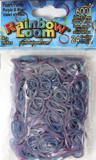 Rainbow Loom Original-gumičky-600 ks - perleťové filalovo/modré