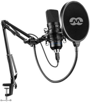 moderný kondenzátorový mikrofón mozos mkit odpružený držiak univerzálne použitie vhodný na točenie vlogov podcastov usb kábel pop filter