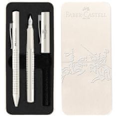 Faber-Castell Súprava Grip Harmony plniace pero M+guľôčkové pero M, mliečna