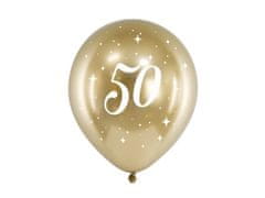 PartyDeco Saténové balóny 50 zlaté 30cm 6ks