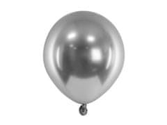 PartyDeco Saténové balóny tmavo strieborné 12cm 50ks